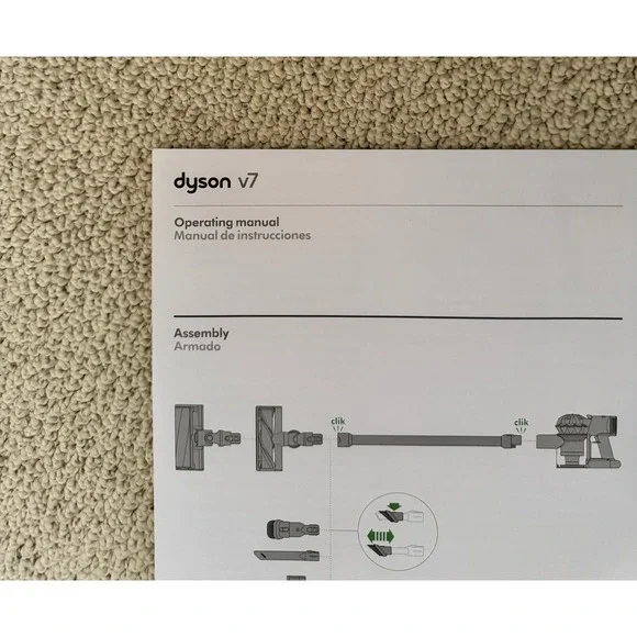 Dyson V7 Operating Paper Manual Gives Assembly Steps & Maintenance Instructions - Picture 2 of 5